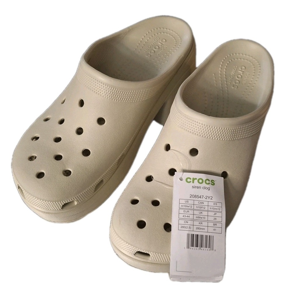 Crocs Siren Clog Women's 12 Platform Block Beige Slip On Women's 12 Men's 10